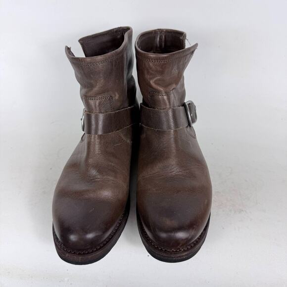 Frye Veronica Ankle Boots Women's 8 Brown Leather Pull-On Round Toe Buckle - Picture 4 of 10